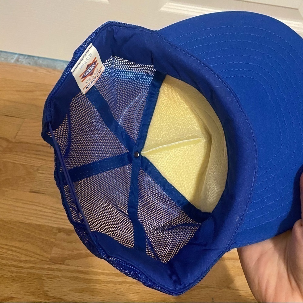 Vintage Ford New Holland Tractor Puffy Trucker Hat SnapBack Mesh Blue White - Picture 8 of 12